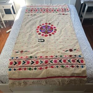 Vintage Serape Mexican Poncho/Blanket Handwoven Thick Wool Motifs Mexico